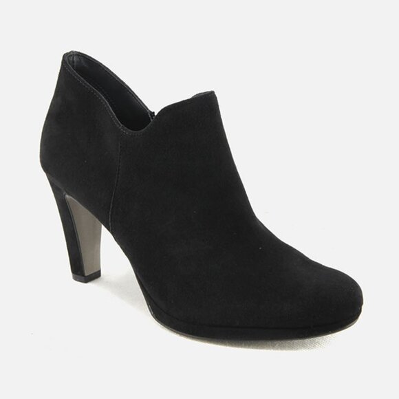 Paul Green women's Pristine D Noir heeled booties black suede 7.5 US (UK 5) - Picture 1 of 12